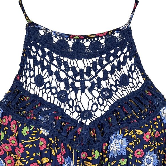 Hehull Womens 2X Floral Maxi Crochet Halter Dress Pockets Bohemian Bloomcore - Picture 6 of 16